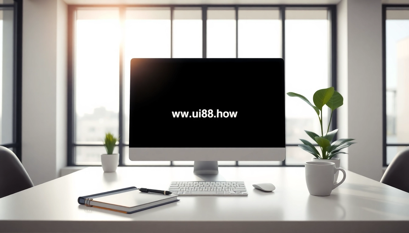 Engage with the website https://uu88.how/ through a professional and modern workspace atmosphere.