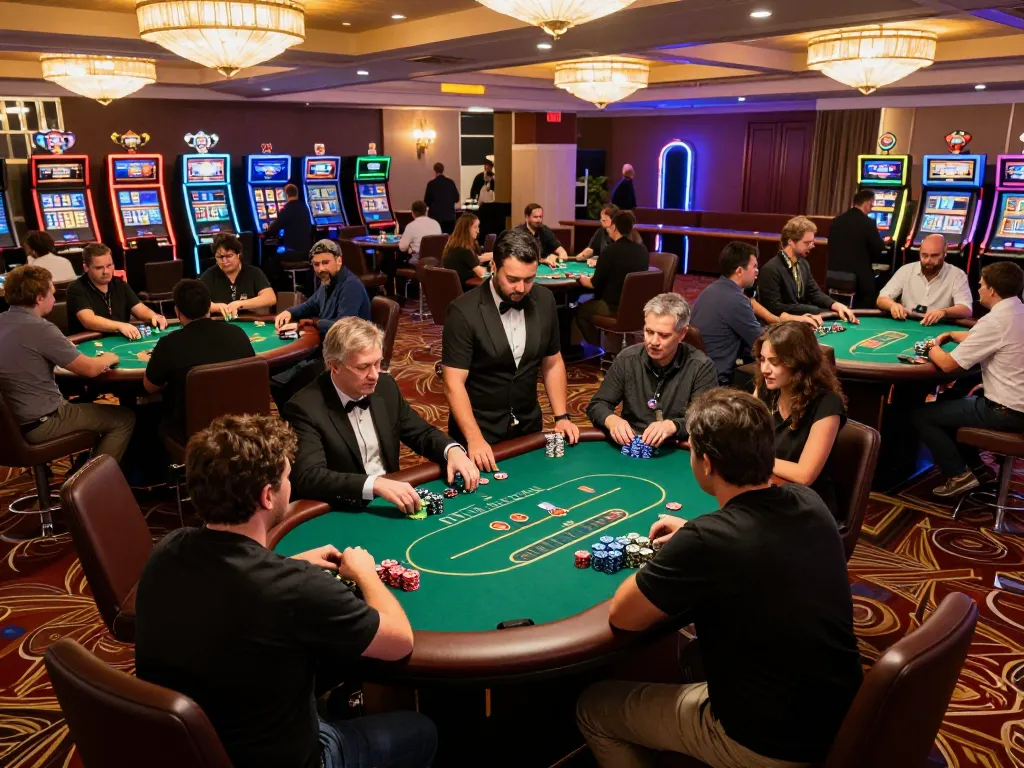 Engaged players at ATQ-level casino tables celebrating strategic poker gameplay