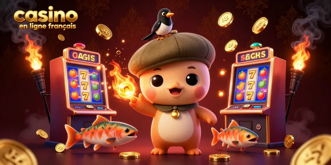 La scène dynamique de "casino en ligne français" avec une adorable Nessie et des machines à sous colorées.