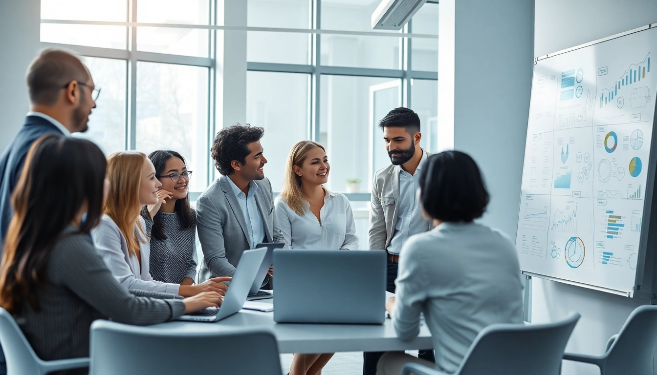 Engaged professionals discussing managed IT services near me in a modern office setting.