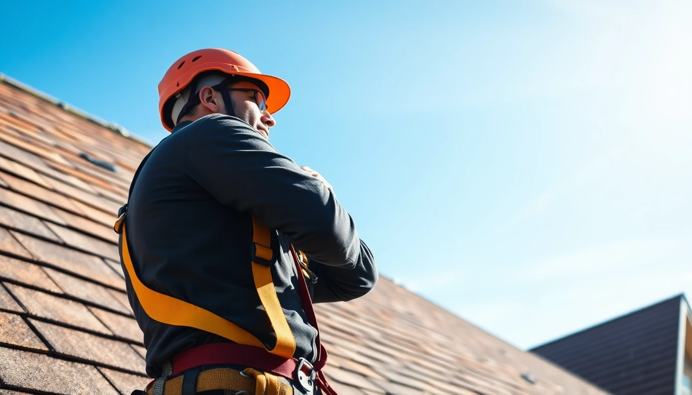 Roofer performing essential roof repair tasks on a house ensuring structural safety.