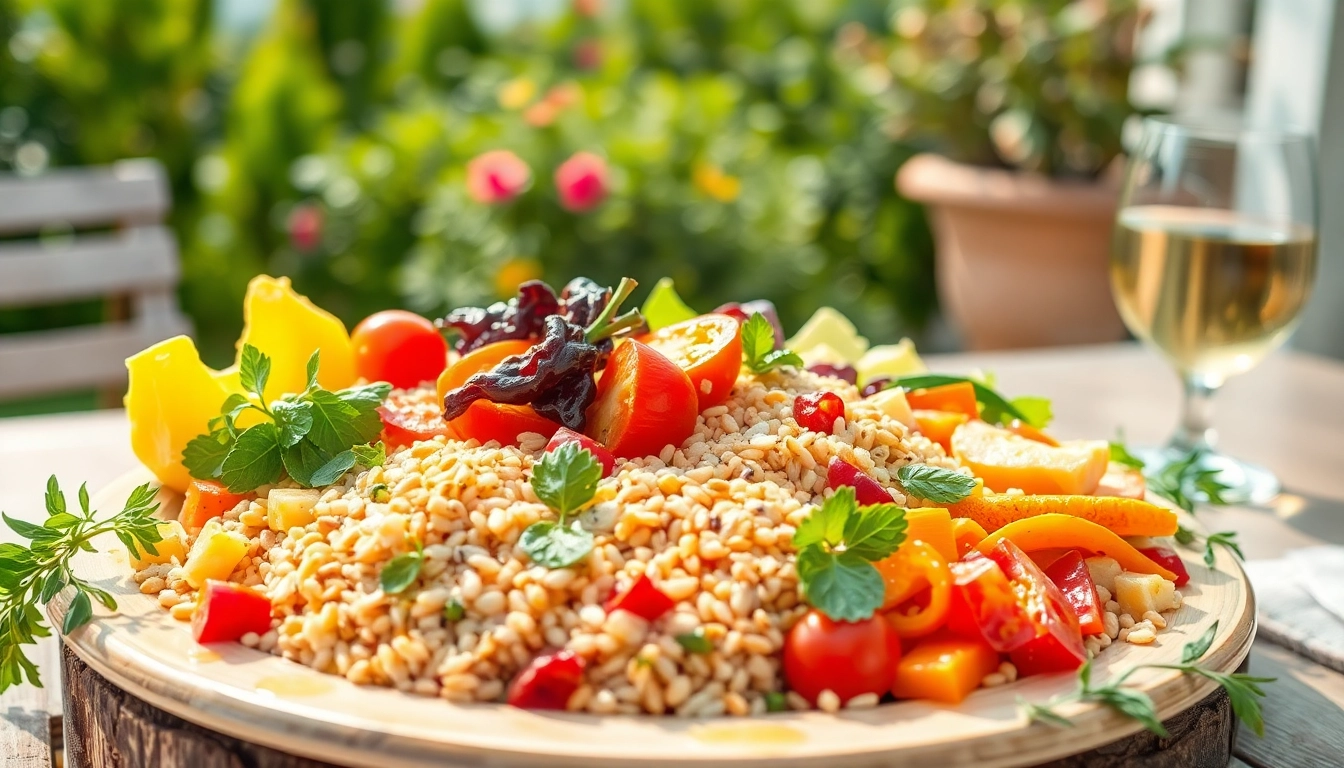 Discover the freshness of the Mediterranean diet with colorful, healthy foods on a rustic table.