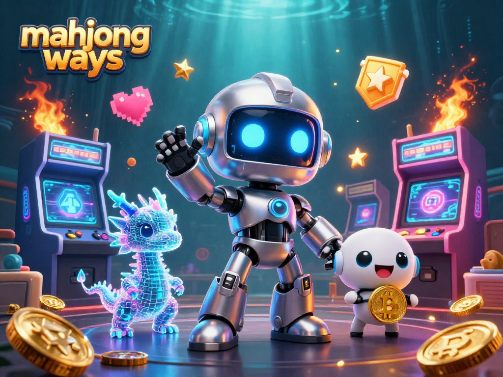 Menangkan peluang bermain mahjong ways dengan simbol bitcoin dan robot keren dalam kasino digital.