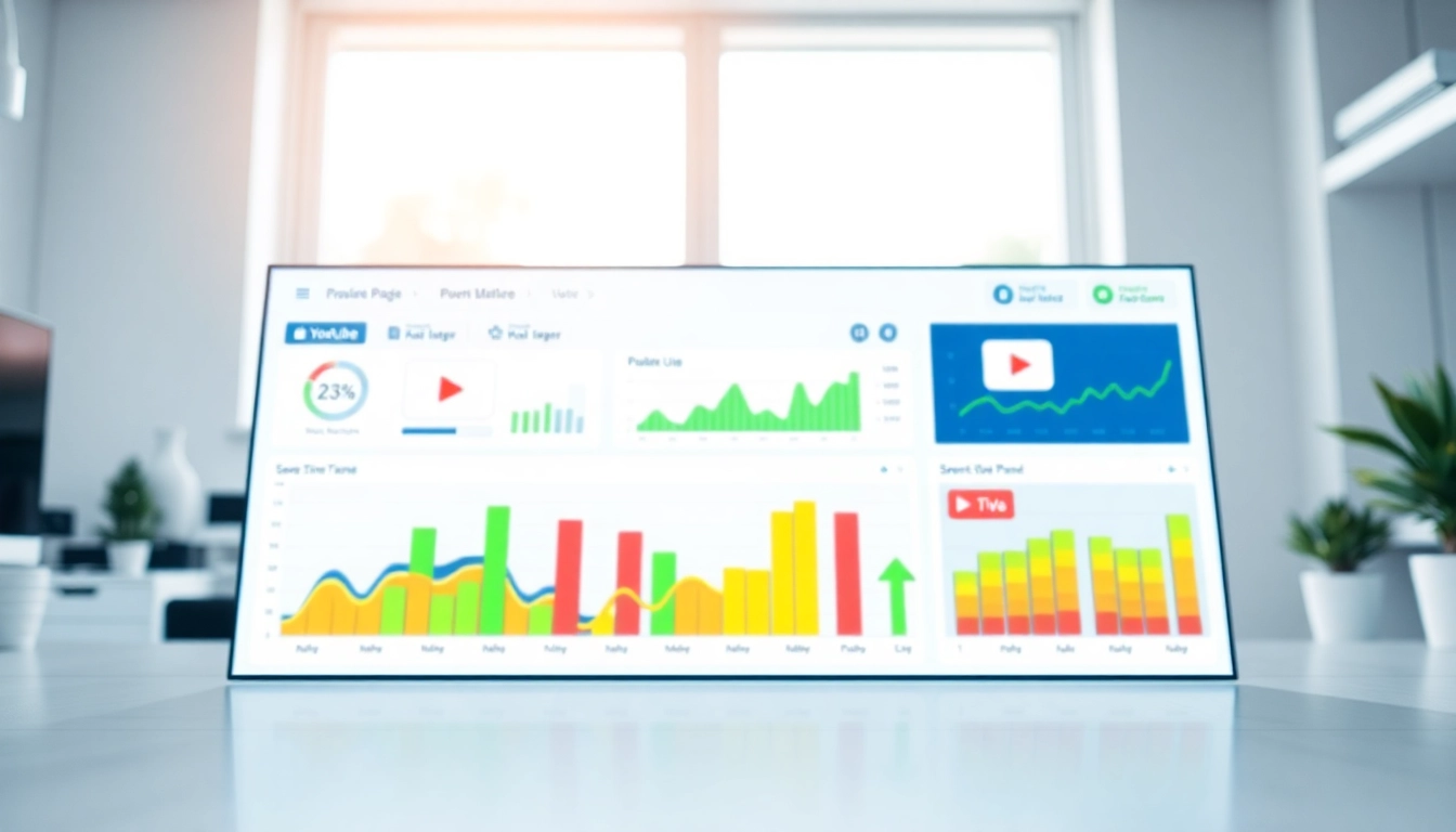 Visual representation of an interactive youtube smm panel interface showcasing analytics and metrics.