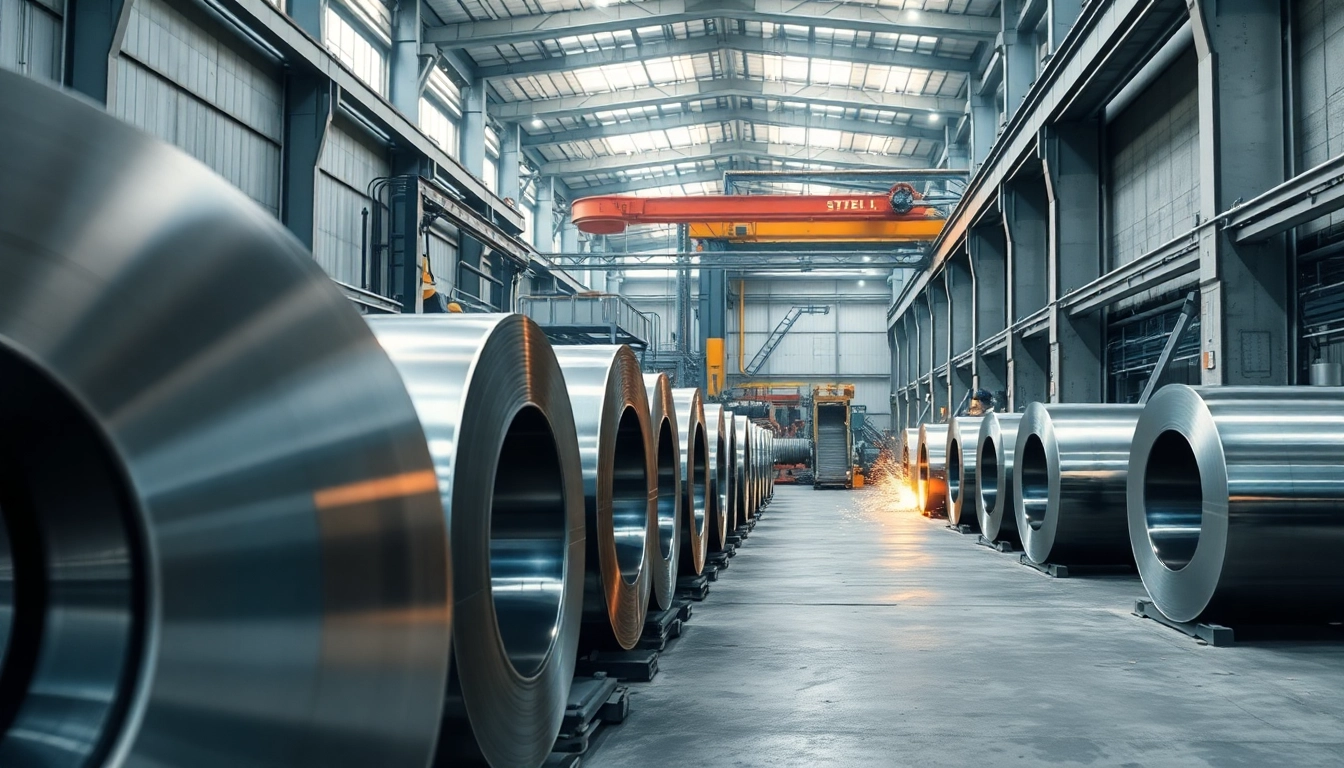 Modern steel mill showcasing advanced machinery and energy-efficient production processes.