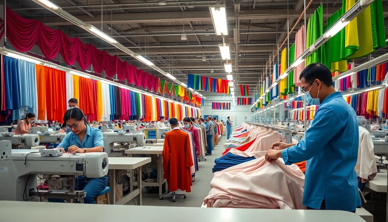 Workers efficiently creating high-quality garments in a Clothes Factory China.