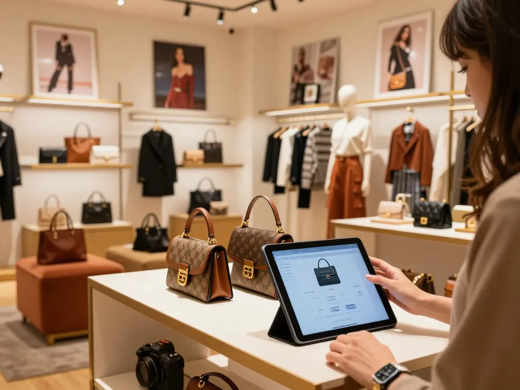 Shopping at a luxury 레플리카 사이트 showcasing high-quality fashion items.