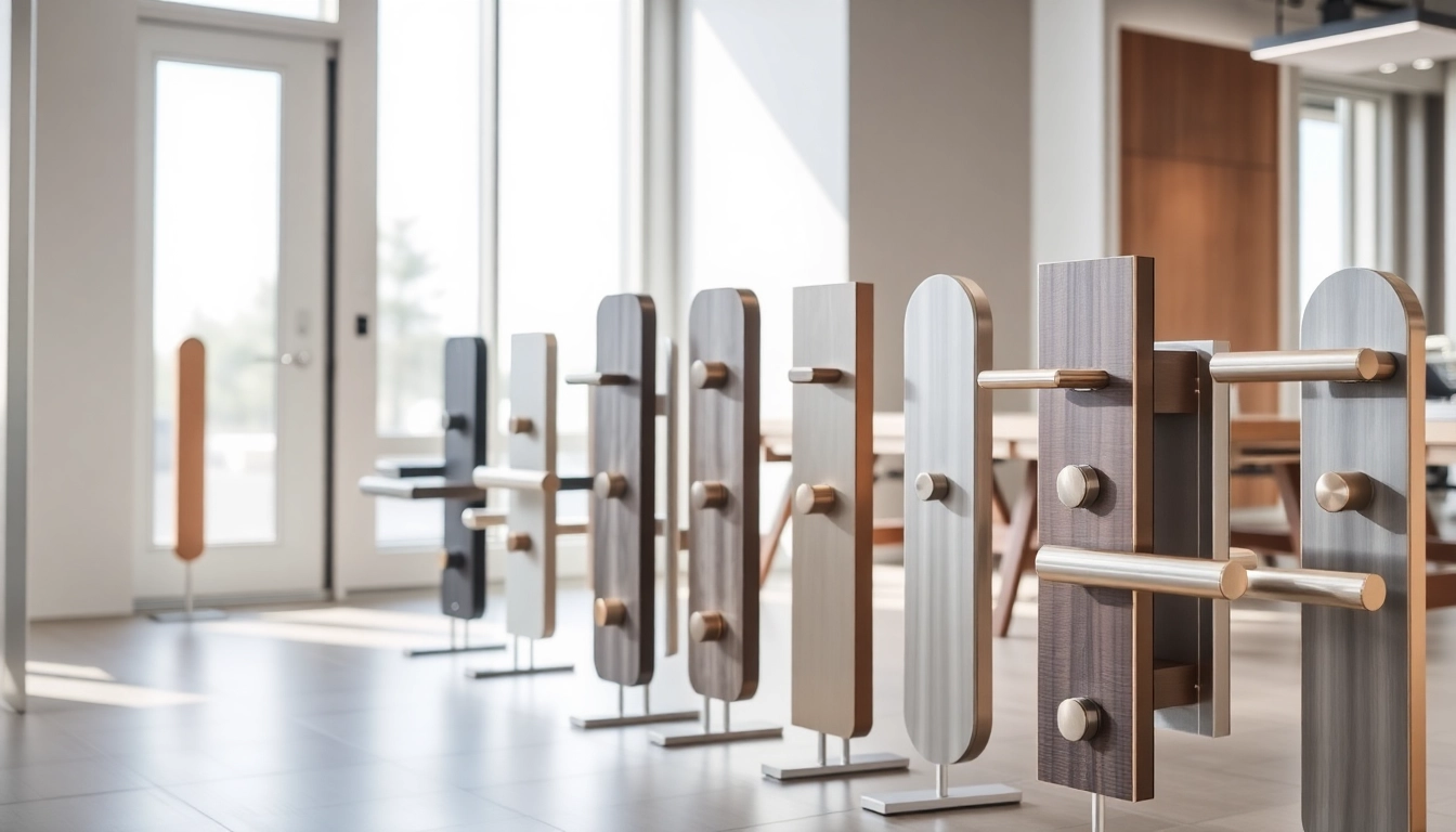 Engaging display of diverse door handle suppliers showcasing elegant designs and finishes.