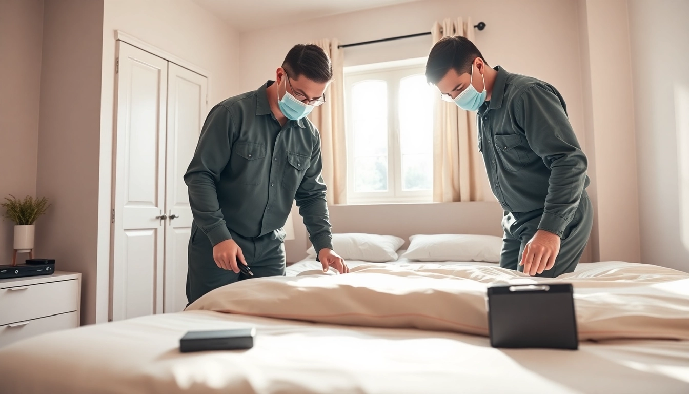 Waukesha bed bug exterminators inspect a clean bedroom for infestations.