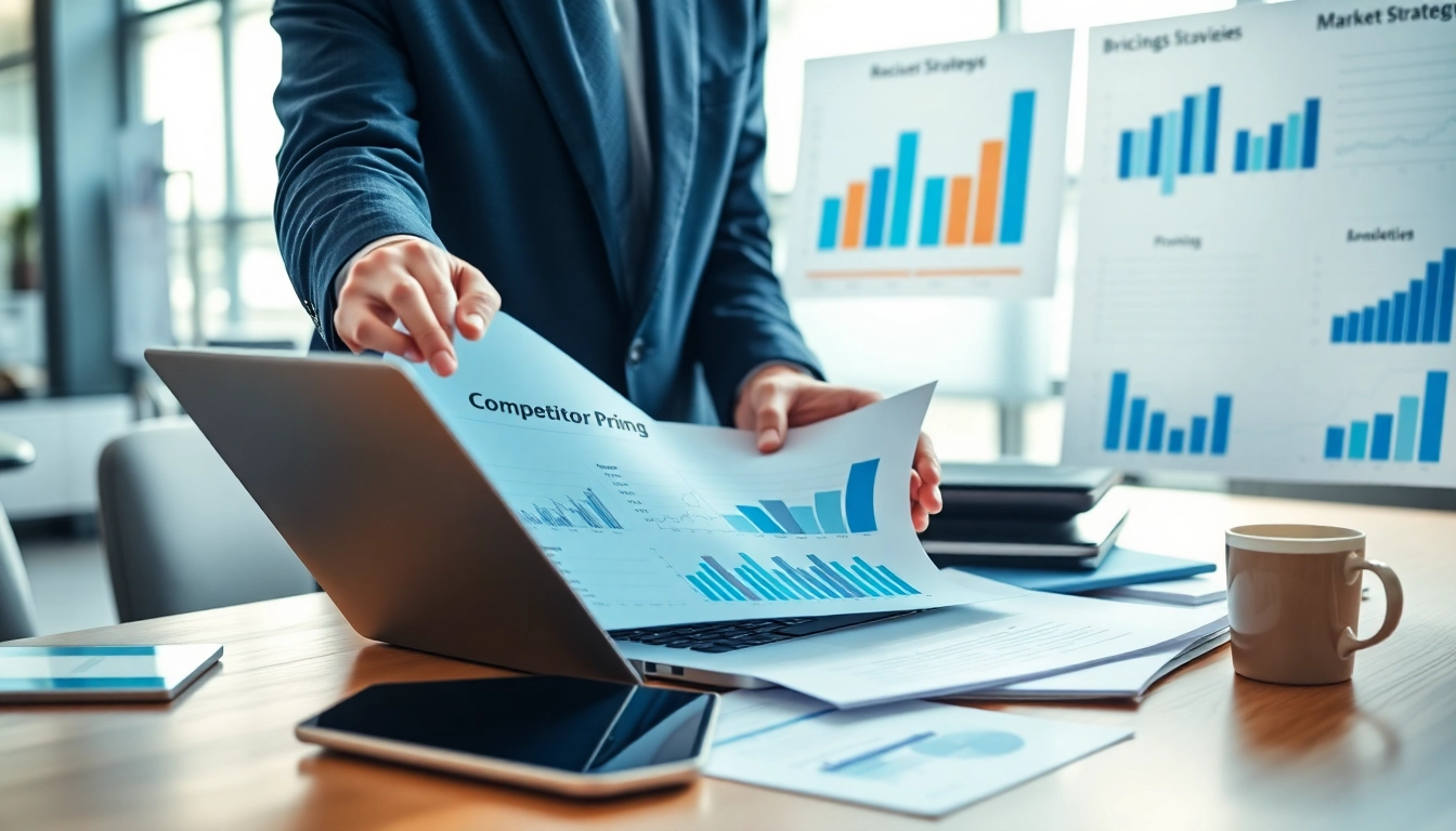 Evaluate competitor pricing effectively with a business analyst reviewing data in a modern office.