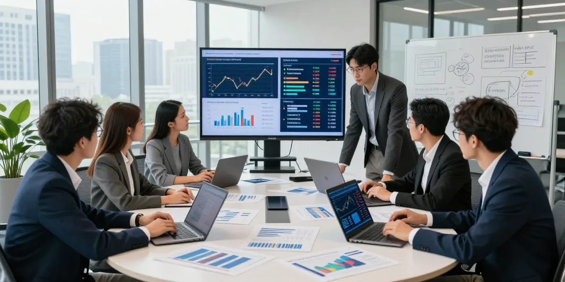 Diverse team analyzing financial crime intelligence data in a modern office