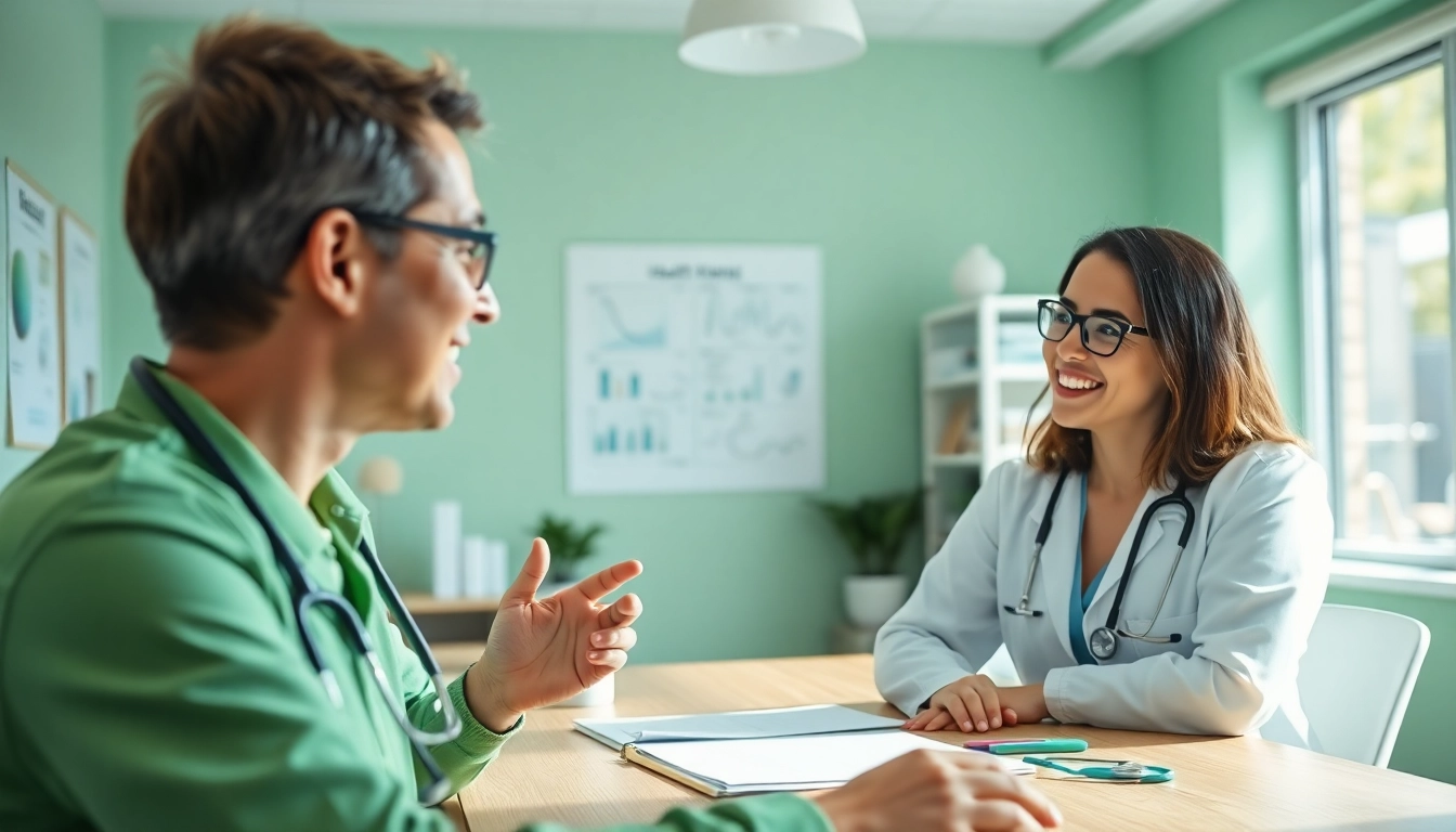 Boost health advice exchange between patient and professional in a bright office.