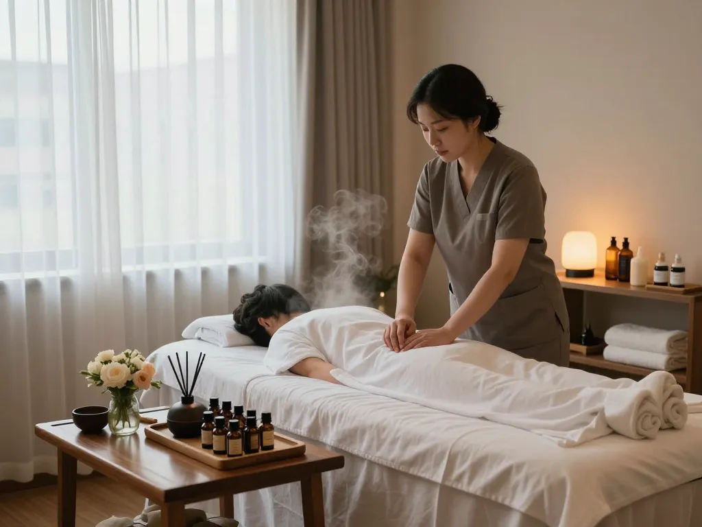 Experience tranquility at a wellness spa featuring 역삼동마사지 therapy.