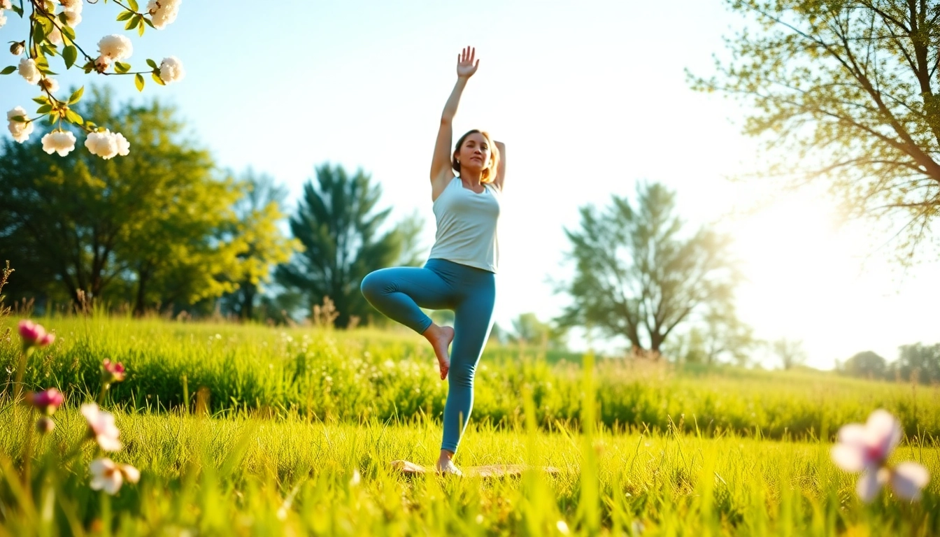 Engage with your health through yoga in a serene outdoor setting, promoting well-being and vitality.