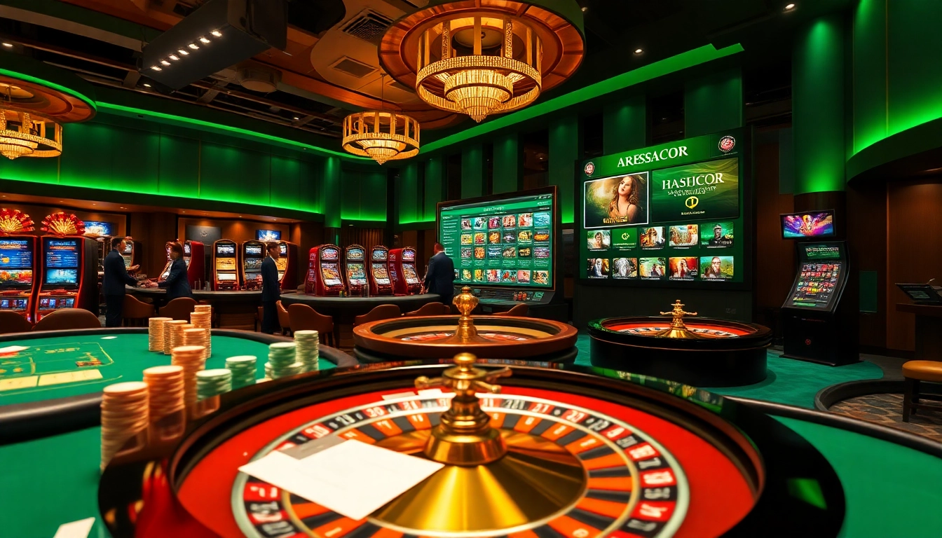 Experience the thrill of ARESGACOR with vibrant casino visuals showcasing games and betting opportunities.