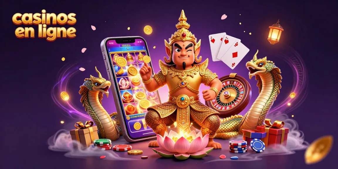 Plongez dans l'univers captivant des casinos en ligne avec cette illustration 3D dynamique.