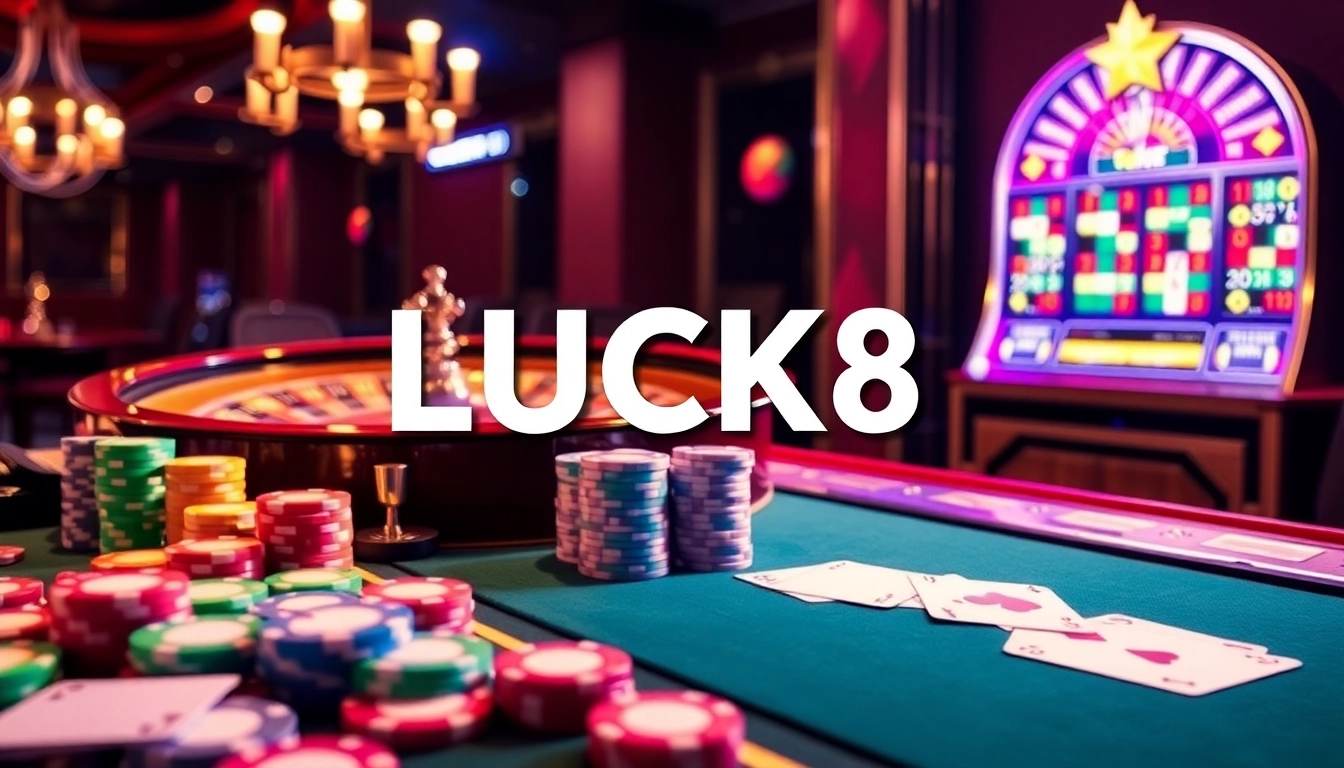 Experience high-stakes gaming at LUCK8 with vibrant casino elements and thrilling action.