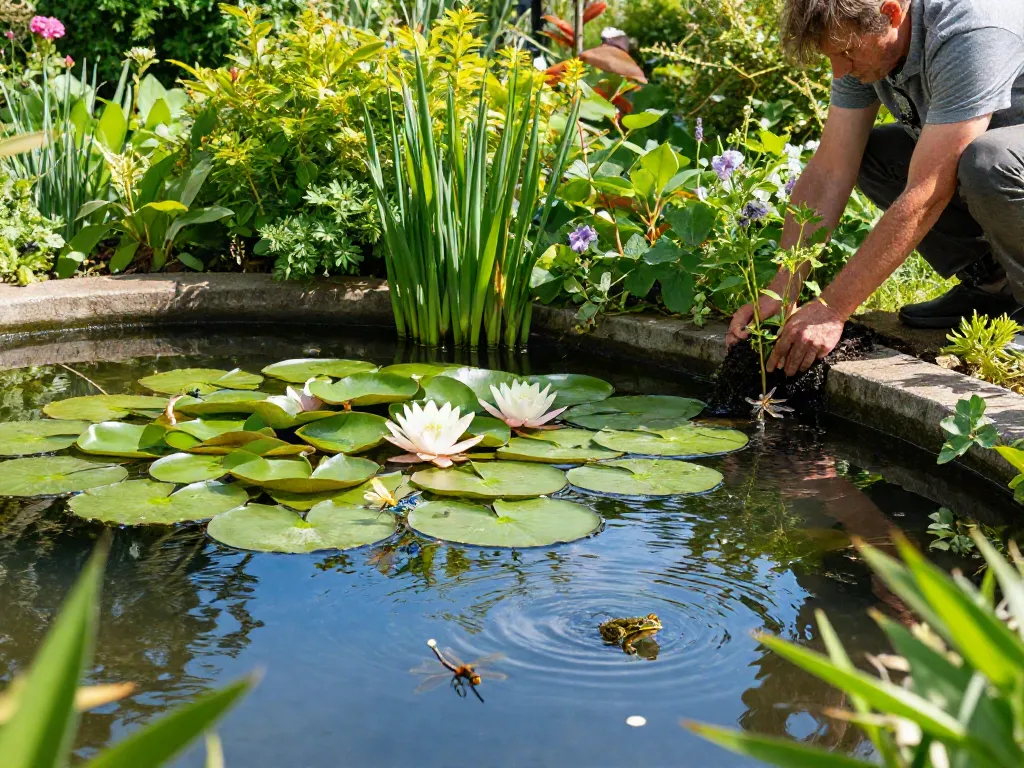 Explore British Pond Plants flourishing in a serene garden pond, showcasing native flora.