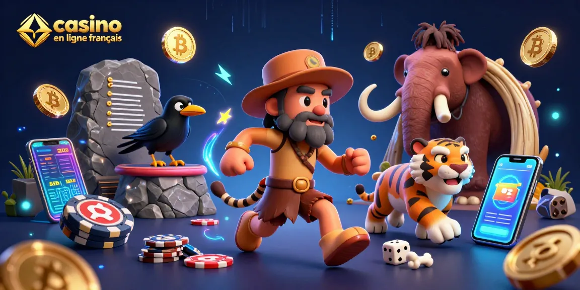 Jouer au casino en ligne français avec un duo préhistorique et des éléments de crypto-monnaie.