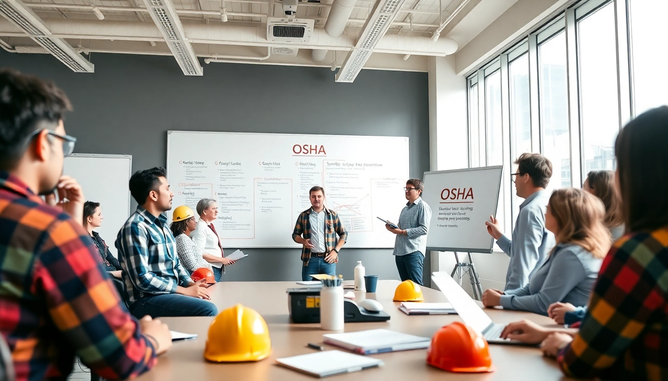 Engaged participants in OSHA training Carolinas discussing safety topics, showcasing a collaborative learning environment.