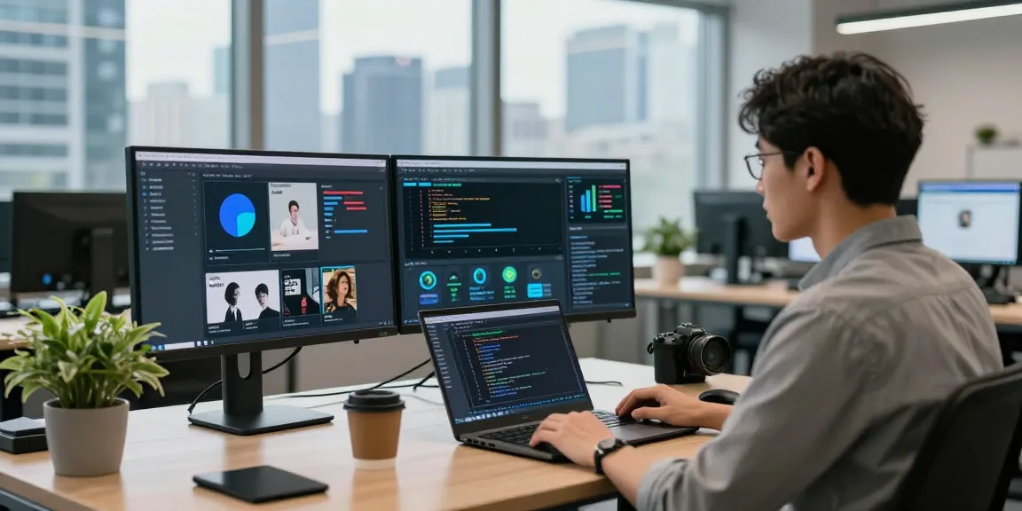 Detect ai image in advanced tech workspace, featuring real-time content moderation dashboards and AI detection tools.