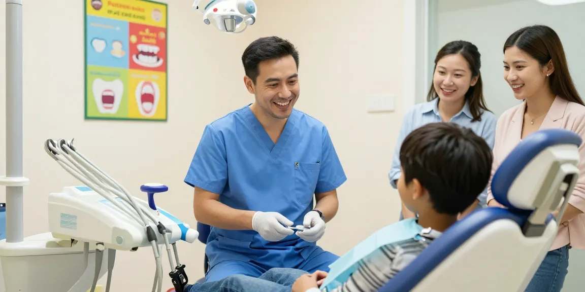 Child in dental chair with orthodontist explaining Orthodontic expanders for kids Hawthorn in a friendly clinic.