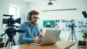 Crafting an insightful video strategy with innovative equipment in a creative workspace.