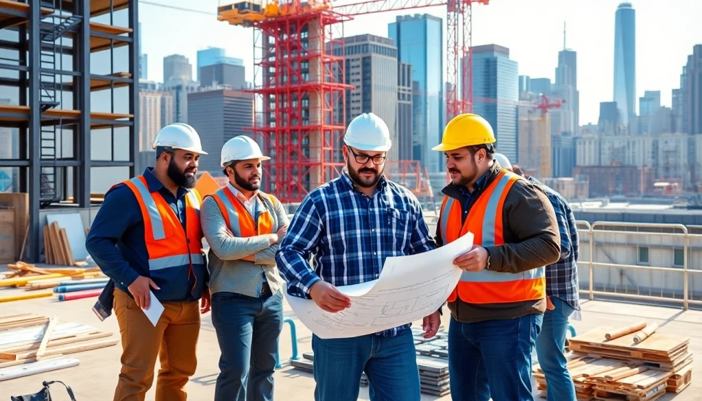 Manhattan Commercial General Contractor leading a team on a construction site in New York City.