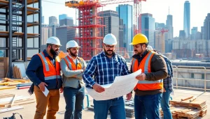 Manhattan Commercial General Contractor leading a team on a construction site in New York City.