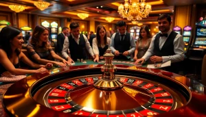 Experience the thrilling roulette excitement at https://jun88.buzz/ with vibrant casino colors and engaged players.