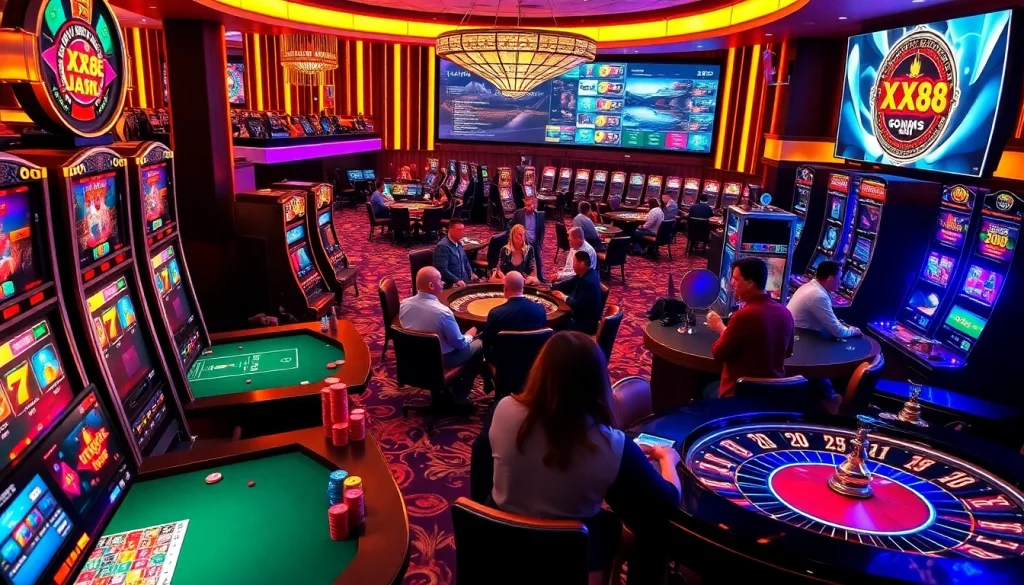 Experience the excitement of XX88 Boats at vibrant casino tables surrounded by players betting on big wins.