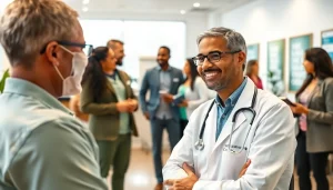 Engaging health consultation in a vibrant clinic promoting well-being and health.