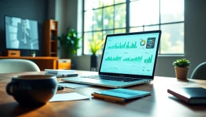 Analyze TikTok smm panel metrics in a vibrant modern workspace with a sleek laptop.