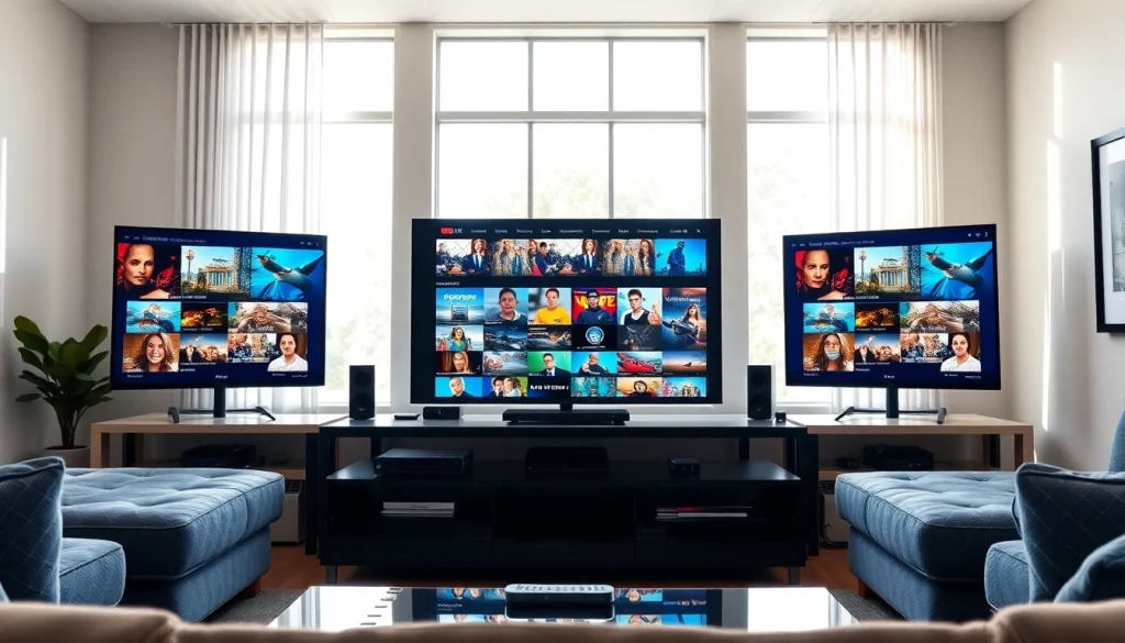 Watch diverse media effortlessly with iron iptv in a modern streaming setup featuring multiple screens.