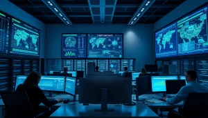 Cyber Threat Protection Tampa office featuring professionals monitoring cybersecurity activities.