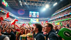 스포츠중계와 함께하는 열정적인 팬들이 보이는 생동감 넘치는 경기 장면