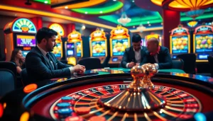 Experience the thrilling vibe of Hi88 me with players at a roulette table in a sophisticated casino setting.