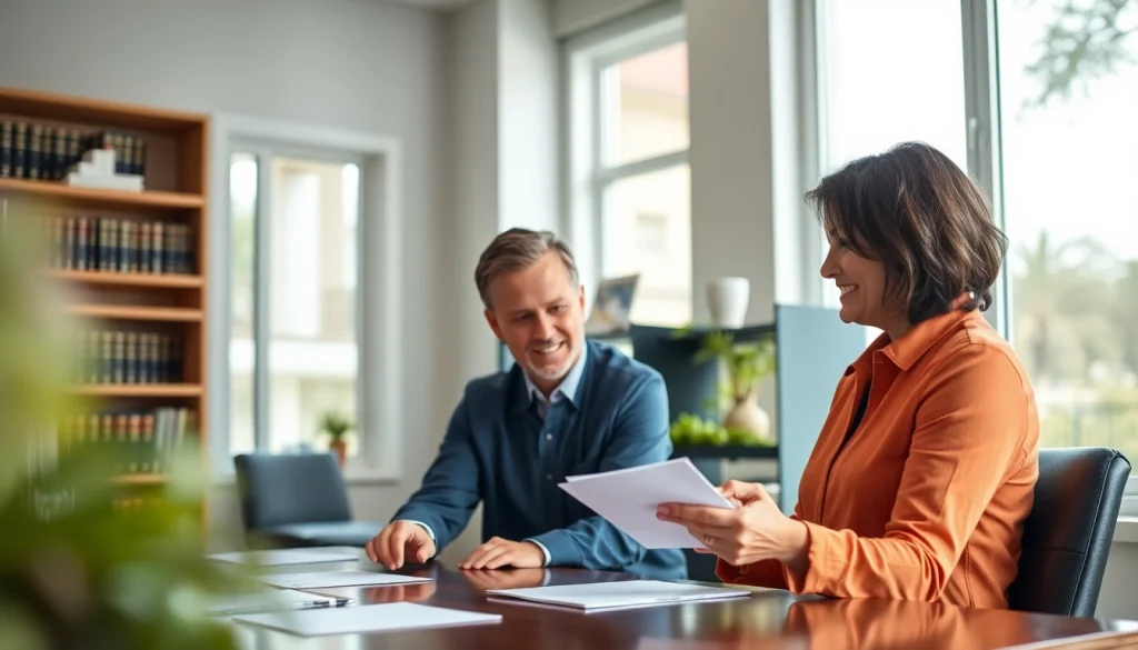 Florida Public Adjuster advising a client in a warm, professional office environment.