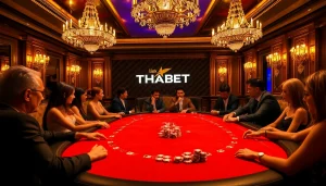 Experience the excitement at Link THABET with a vibrant casino setting featuring high-stakes poker.