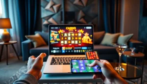 Explore online casinos in California with engaging gaming visuals and a modern setup.