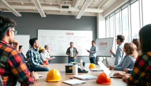 Engaged participants in OSHA training Carolinas discussing safety topics, showcasing a collaborative learning environment.