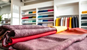 Tricot uni stoffen in diverse kleuren en texturen, geïnspireerd op moderne mode.