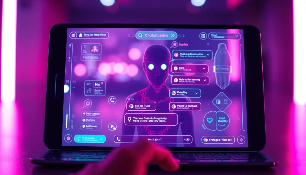Interactive NSFW AI chatbot interface showcasing modern design and technology