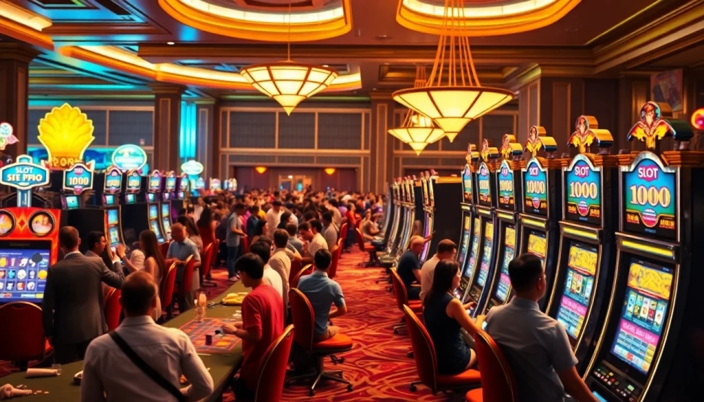 Play and win big at slot depo 1000 in this lively casino scene filled with excitement.