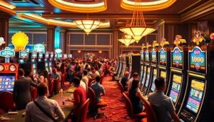 Play and win big at slot depo 1000 in this lively casino scene filled with excitement.