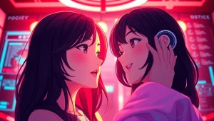 Interactive scene featuring a free NSFW character AI engaging with users in a vibrant, playful atmosphere.