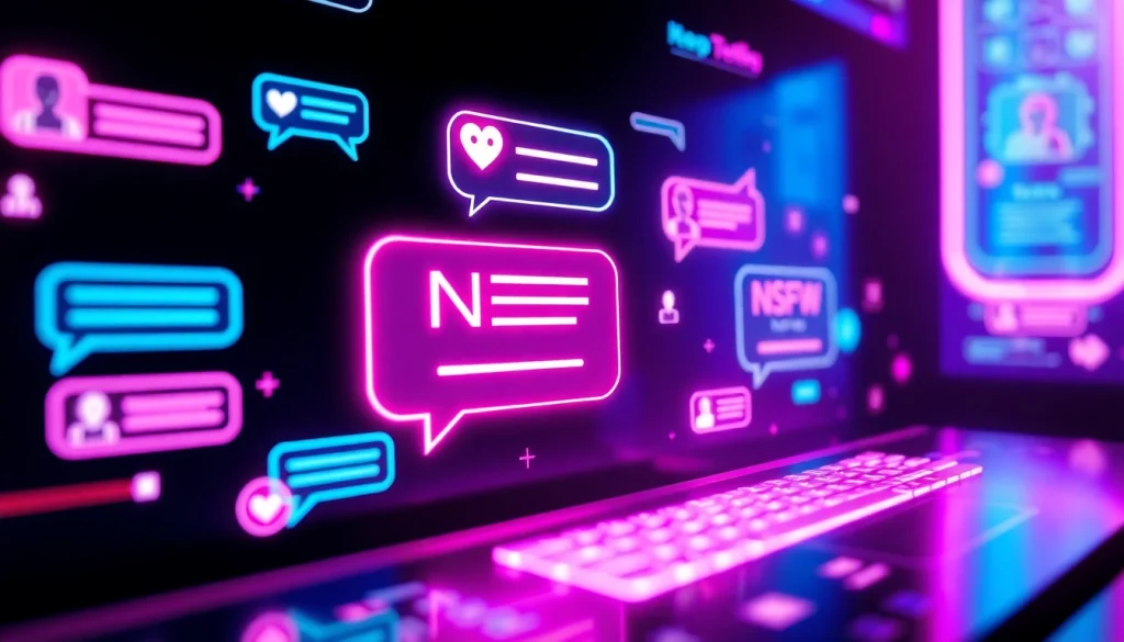 Interactive NSFW AI chat interface showcasing vibrant digital communication elements.