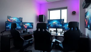 1win oyun reyi ilə müasir oyun meyarlarını nümayiş etdirən müasir otaq.