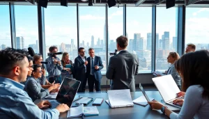 Reporters engaging in discussion and analysis at a vibrant newsroom representing https://www.todayville.com