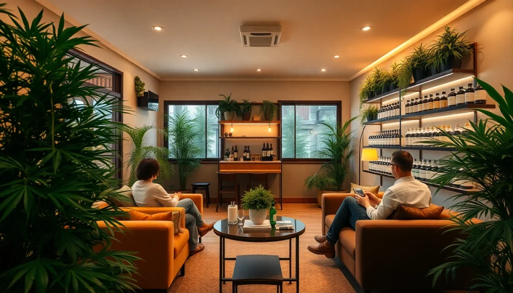 Asociación de tiendas de cannabis Lloret de Mar interactuando en un ambiente acogedor y relajado.